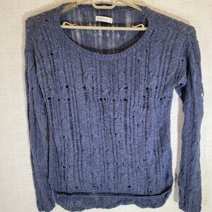 Abercrombie Fitch Sweater Womens Medium Blue Chunky Loose Knit Boat Neck EUC